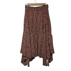 Topshop Orange Cheetah Print Midi Swing Skirt - Women's Size 6